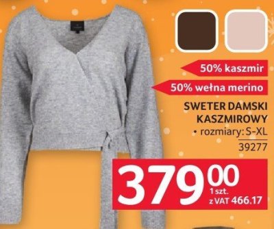 Sweter damski kaszmir 50% wełna merino promocja w Selgros