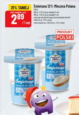 Śmietana 12% Mleczna Polana promocja w POLOmarket