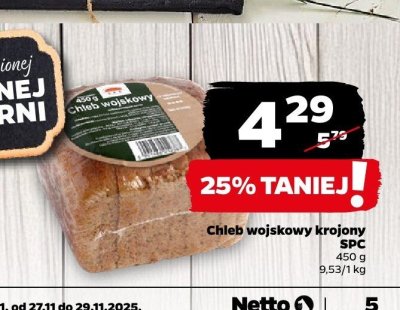 Chleb wojskowy krojony SPC promocja w Netto