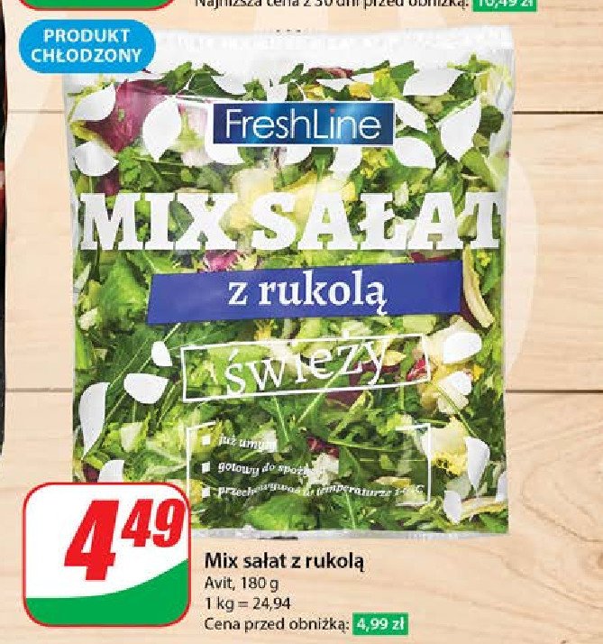 Miks sałat rukola Freshline promocja w Dino