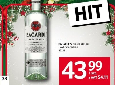 Bacardi 27-37,5% 700 ml promocja w Selgros