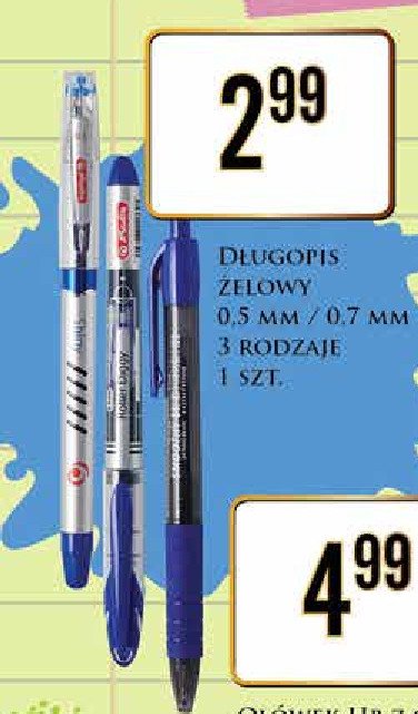 Długopis żelowy click 0.7 mm niebieski Herlitz promocja