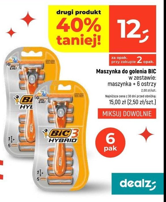 Maszynka do golenia + 6 wkładów Bic 3 hybrid promocja w Dealz