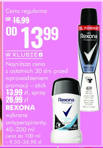 Dezodorant ice fresh Rexona men invisible promocja