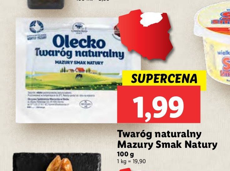 Twaróg naturalny z warmii i mazur OSM OLECKO promocja w Lidl