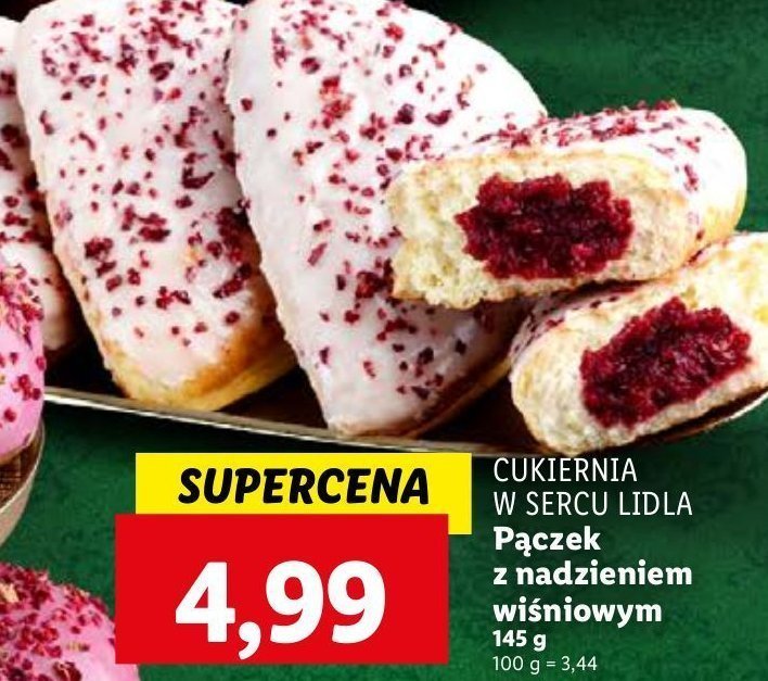 Pączek z nadzieniem wiśniowym PIEKARNIA W SERCU LIDLA promocja