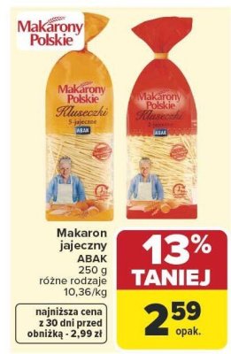 Makaron jajeczny, różne rodzaje Makarony Polskie promocja w Carrefour