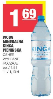 Woda mineralna Kinga Pienińska OSHEE wybrane rodzaje promocja w SPAR
