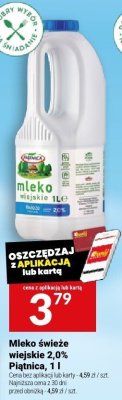 Mleko świeże wiejskie 2,0% Piątnica, 1 l promocja w Twój Market