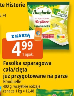 Fasolka szparagowa cała/cięta już przygotowana na parze Bonduelle promocja w Leclerc