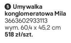 Umywalka konglomeratowa Mila promocja w Castorama