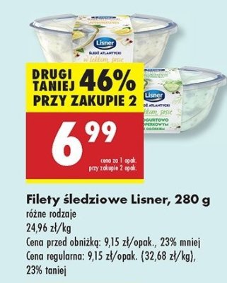 Śledź atlantycki w lekkim sosie jogurtowo-cytrynowym Lisner promocja