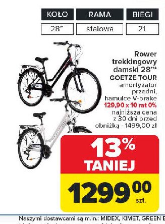 Rower trekkingoy tour 28 shimano GOETZE promocja w Carrefour