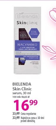 Serum normalizująco-wygładzające niacynamid BIELENDA SKIN CLINIC PROFESSIONAL promocja w Hebe