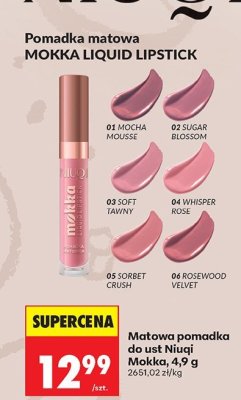Pomadka matowa do ust Niuqi Mokka Liquid Lipstick 4,9 g promocja w Biedronka