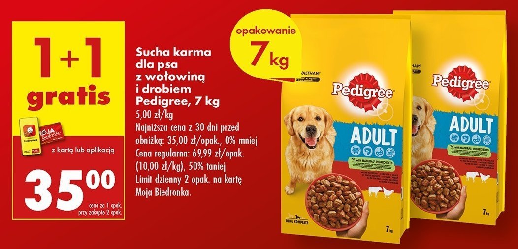 Karma dla psa sucha z wo艂owin膮 i drobiem Pedigree vital promocja