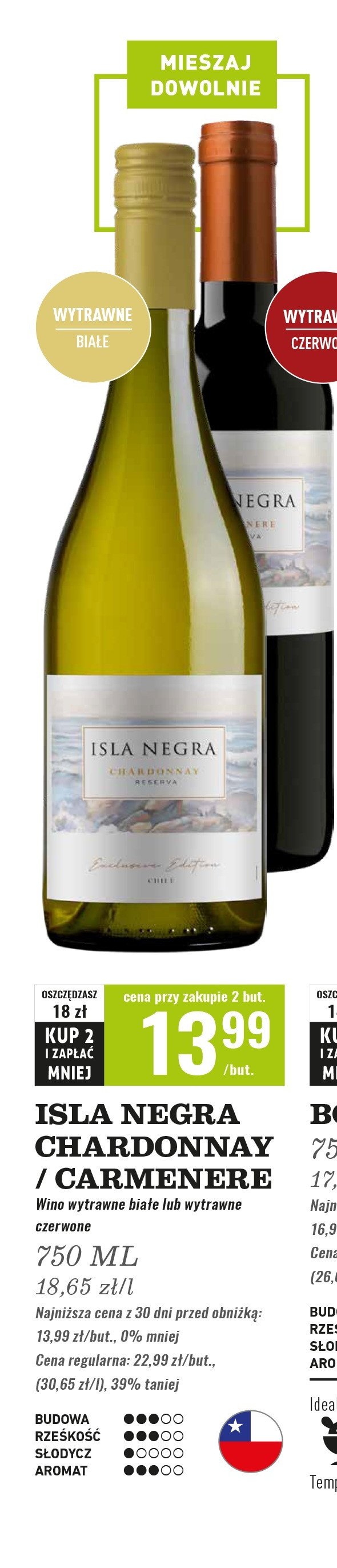 Wino ISLA NEGRA CHARDONNAY promocja w Biedronka
