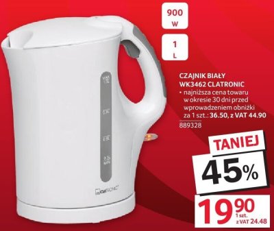 Czajnik biały WK3462 Clatronic promocja w Selgros