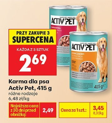 Karma dla psa Activ Pet 415 g różne rodzaje promocja w Biedronka