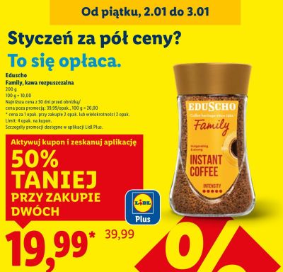 Kawa rozpuszczalna Eduscho Family 200 g promocja w Lidl