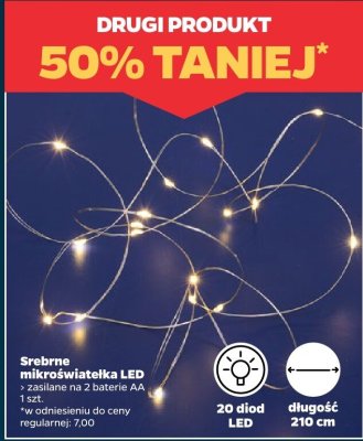 Srebrne mikroświetełka LED promocja w Netto