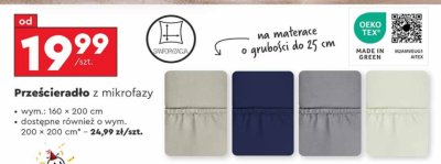 Prześcieradło z mikrofazy 160x200cm promocja w Biedronka