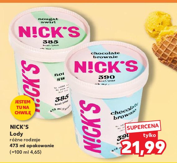 Lody chocolate brownie Nick's promocja w Kaufland