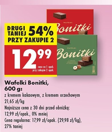Wafelki z kremem kakaowym Bonitki promocja