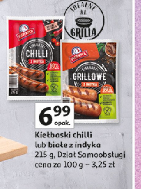 Kiełbaski białe z indyka Indykpol promocja w Auchan