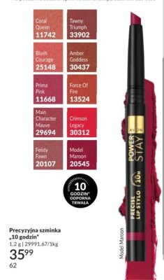 Szminka precyzyjna 10 godzin Model Maroon promocja w AVON