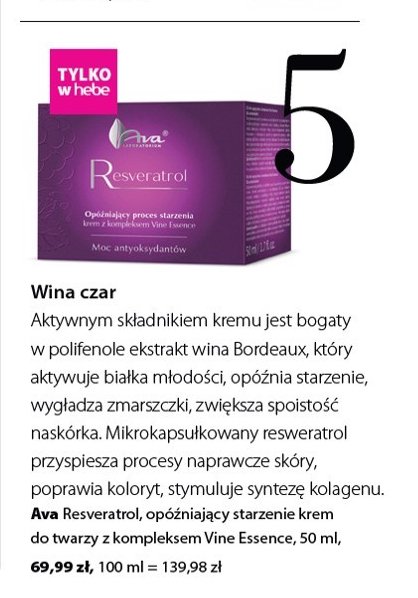 Krem do twarzy Ava resveratrol promocja