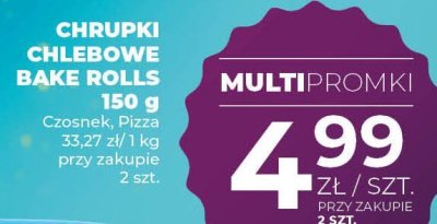 Chrupki chlebowe Bake Rolls Czosnek 150g promocja w Duży Ben