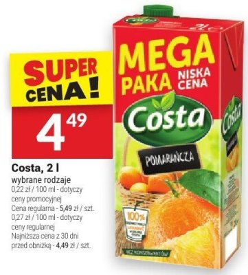 Sok Costa 2l promocja w Twój Market