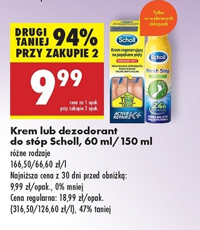 Dezodorant do stóp Scholl fresh step promocja w Biedronka