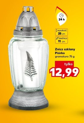 Znicz szklany Piórko 24 h promocja w Kaufland