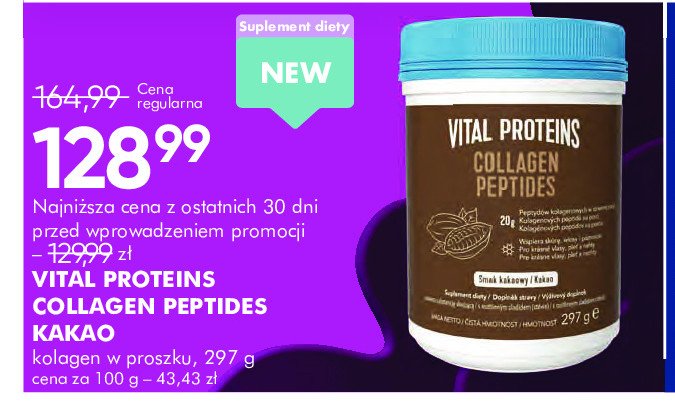 Kolagen w proszku o smaku kakaowym Vital proteins promocja