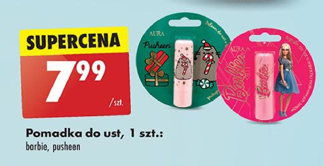 Pomadka barbie AURA COSMETICS promocja w Biedronka