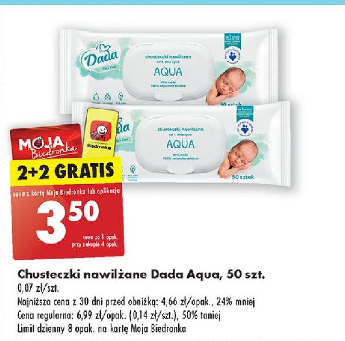 Chusteczki nawilżane aqua Dada promocja