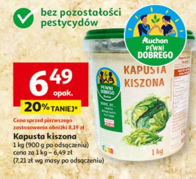 Kapusta kiszona 1 kg (900 g po odsączeniu) promocja w Auchan