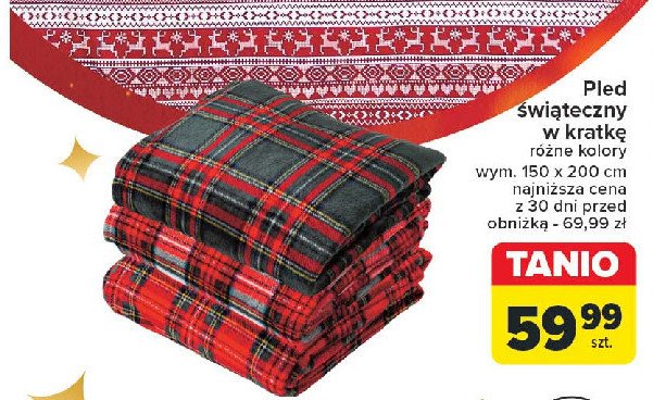 Pled świąteczny 150 x 200 cm promocja w Carrefour