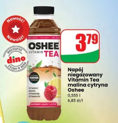 Napój niegazowany Vitamin Tea malina cytryna Oshee promocja w Dino