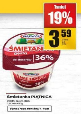 Śmietana Śmietanka PIĄTNICA promocja w Supeco