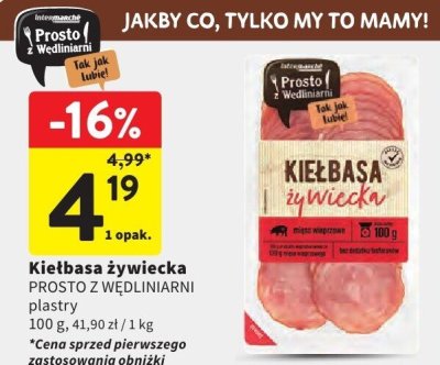 Kiełbasa żywiecka Madej & wróbel promocja w Intermarche