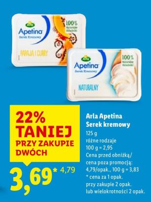 Serek kremowy Arla Apetina 125g różne rodzaje promocja w Lidl
