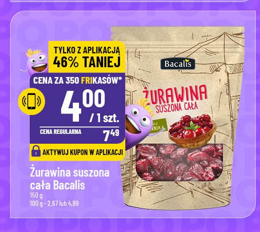 Żurawina suszona cała Bacalis promocja