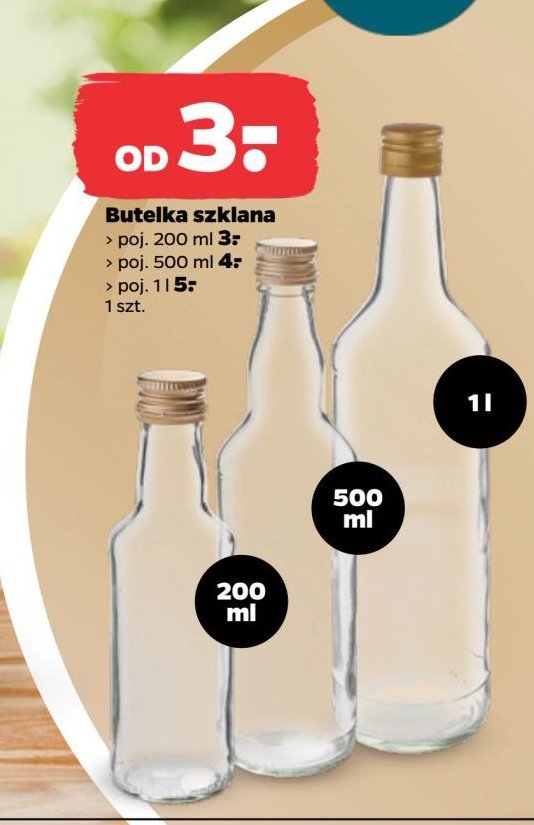 Butelka szklana 200 ml promocja w Netto