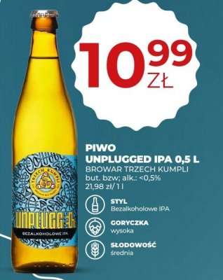 Piwo Unplugged IPA 0,5 l Browar Trzech Kumpli promocja w Duży Ben