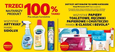 Wszystkie papiery toaletowe, ręczniki papierowe i chusteczki  marek K-Classic i Bevola TRZECI -100% promocja w Kaufland