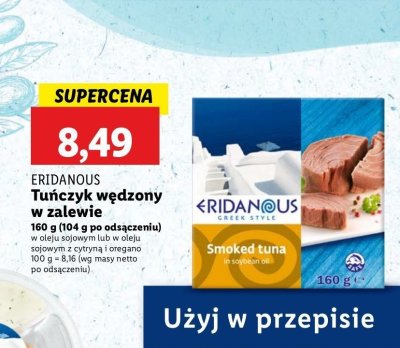 Tu艅czyk w臋dzony w zalewie z oleju sojowego Eridanous promocja