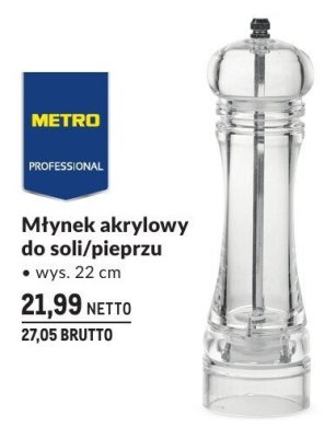 Młynek akrylowy do soli/pieprzu 22 cm METRO Professional promocja w Makro